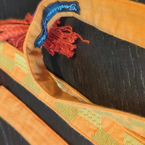 Embroidered double sided belt 2.6m wrap-around boho style orange Gudrun Sjoden - Picture 7 of 13